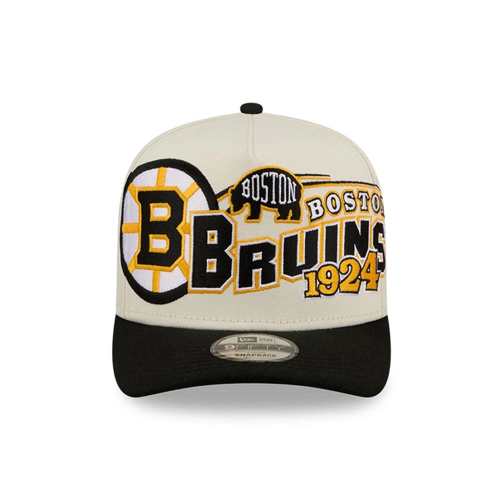 Pictured is this NHL Classic Boston Bruins 9FIFTY A-Frame Snapback cap in White. 3
