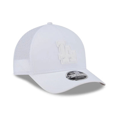 Pictured is this MLB Badged LA Dodgers 9FORTY M-Crown A-Frame Trucker cap in white. 4