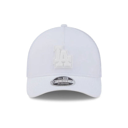 Pictured is this MLB Badged LA Dodgers 9FORTY M-Crown A-Frame Trucker cap in white. 3