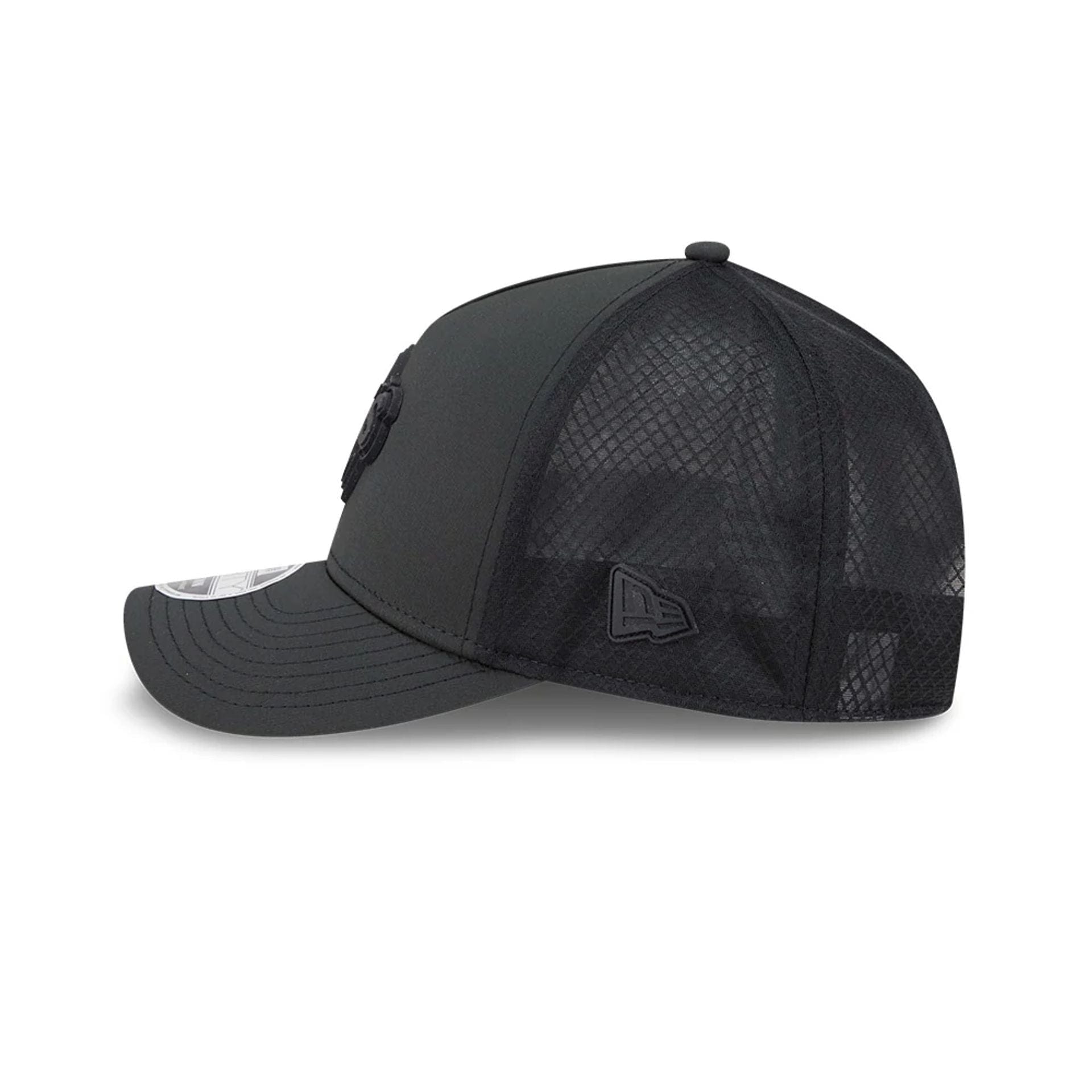 Pictured is this MLB Badged Athletics 9FORTY M-Crown A-Frame Trucker cap in black. 5