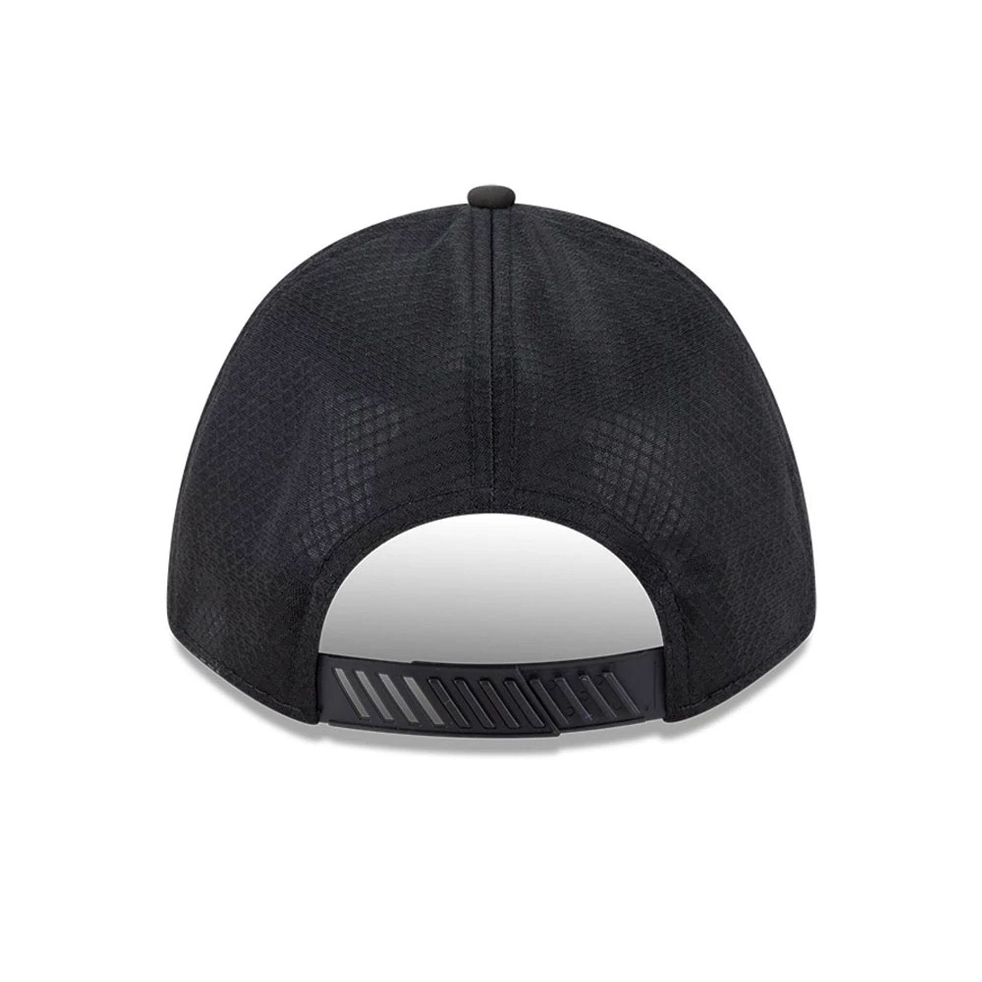 Pictured is this MLB Badged Boston Red Sox 9FORTY M-Crown A-Frame Trucker cap in black. 2