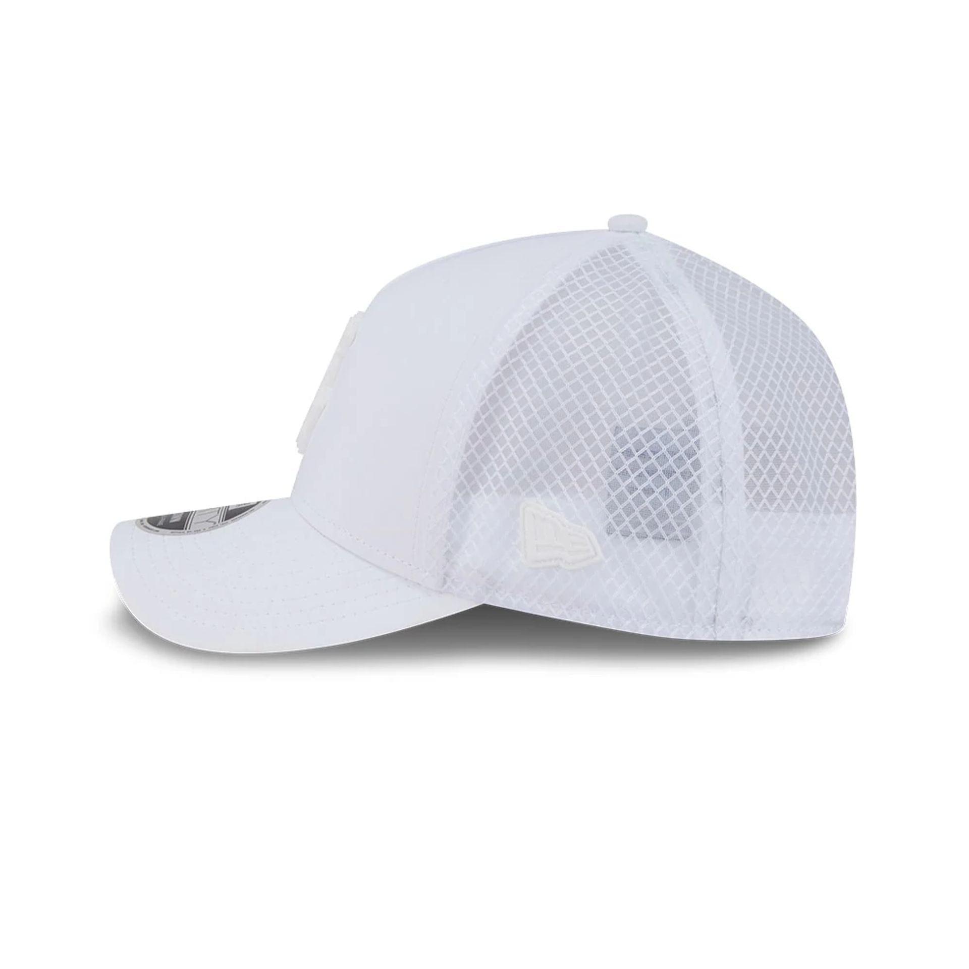 Pictured is this MLB Badged Chicago White Sox 9FORTY M-Crown A-Frame Trucker cap in white. 5