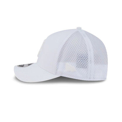 Pictured is this MLB Badged Chicago White Sox 9FORTY M-Crown A-Frame Trucker cap in white. 5