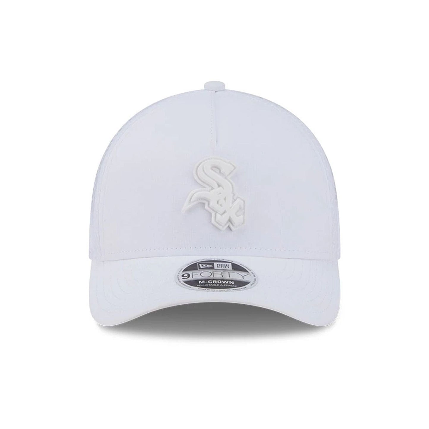 Pictured is this MLB Badged Chicago White Sox 9FORTY M-Crown A-Frame Trucker cap in white. 3