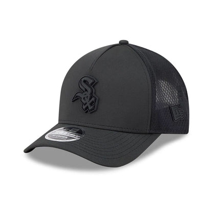 Pictured is this MLB Badged Chicago White Sox 9FORTY M-Crown A-Frame Trucker cap in black. 1