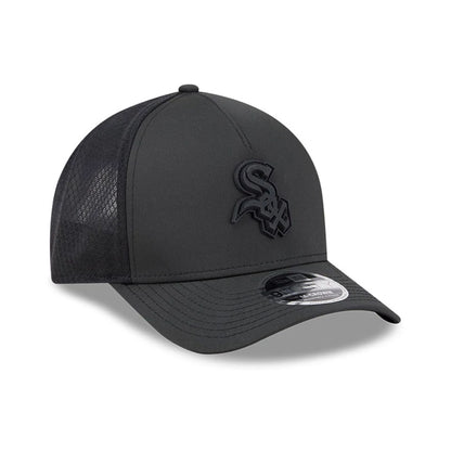 Pictured is this MLB Badged Chicago White Sox 9FORTY M-Crown A-Frame Trucker cap in black. 4