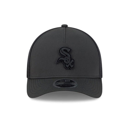 Pictured is this MLB Badged Chicago White Sox 9FORTY M-Crown A-Frame Trucker cap in black. 3