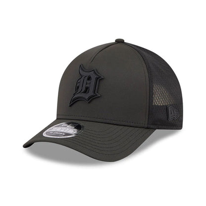 Pictured is this MLB Badged Detroit Tigers 9FORTY M-Crown A-Frame Trucker cap in black. 1