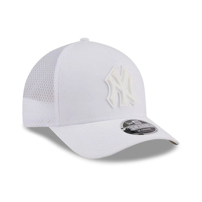 Pictured is this MLB Badged New York Yankees 9FORTY M-Crown A-Frame Trucker cap in white. 4