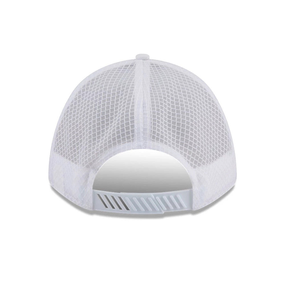 Pictured is this MLB Badged New York Yankees 9FORTY M-Crown A-Frame Trucker cap in white. 2