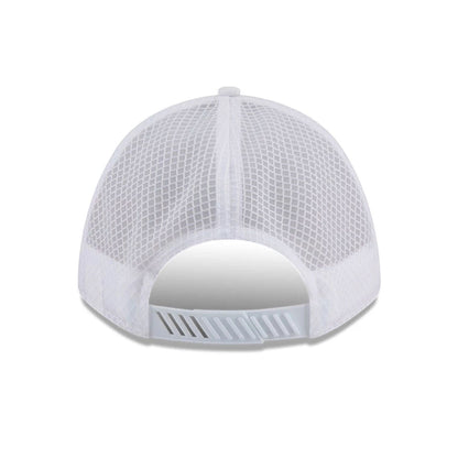 Pictured is this MLB Badged New York Yankees 9FORTY M-Crown A-Frame Trucker cap in white. 2