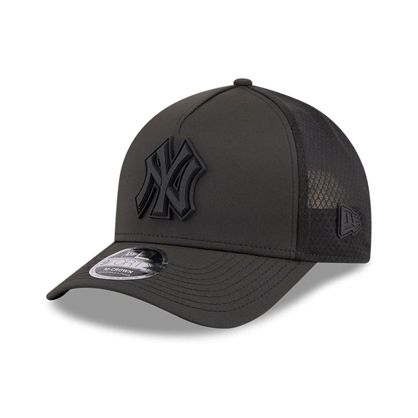 Pictured is this MLB Badged New York Yankees 9FORTY M-Crown A-Frame Trucker cap in black. 1