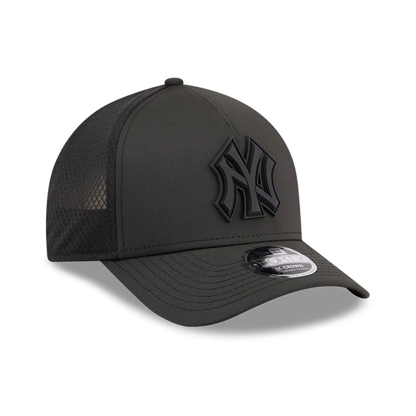 Pictured is this MLB Badged New York Yankees 9FORTY M-Crown A-Frame Trucker cap in black. 4