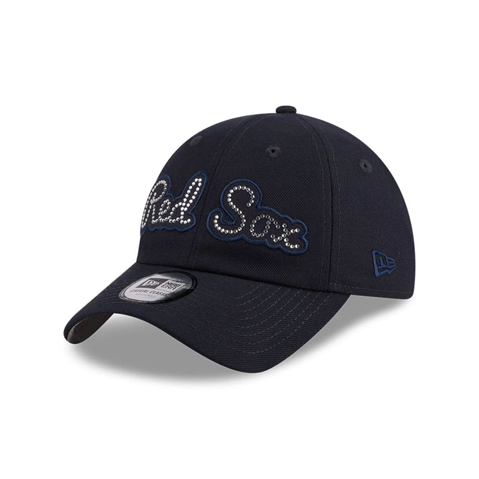 Pictured is this MLB Rhinestone Boston Red Sox Casual Classic cap in navy. 1