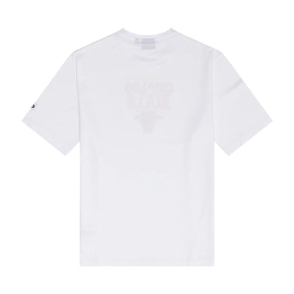 The Male model is wearing Chicago Bulls NBA Graphic White T-Shirt 2