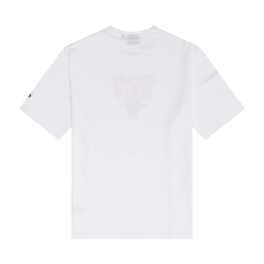 The Male model is wearing Chicago Bulls NBA Graphic White T-Shirt 2