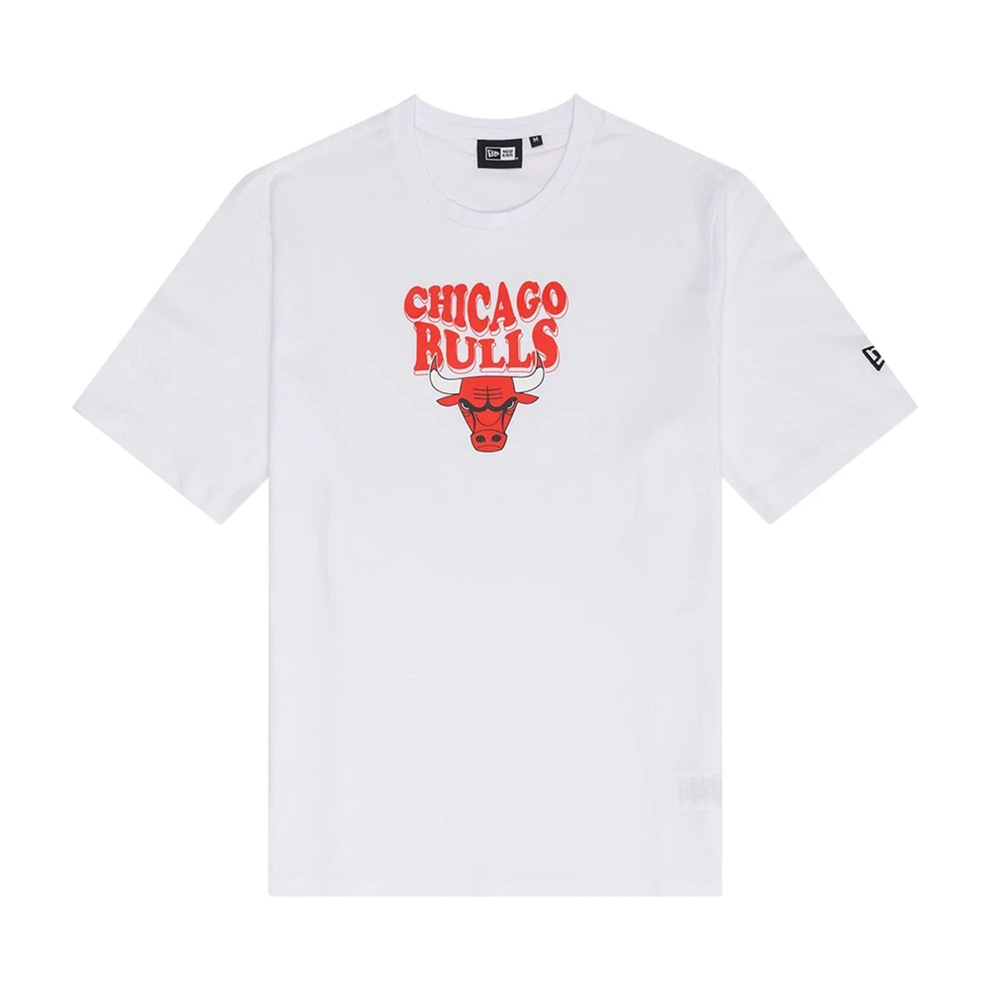 The Male model is wearing Chicago Bulls NBA Graphic White T-Shirt 1