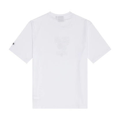 The Male model is wearing Chicago Bulls NBA Graphic White T-Shirt 2