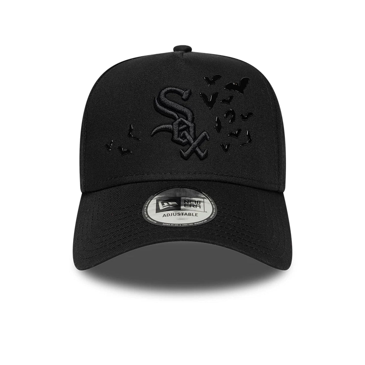 This is a Chicago White Sox MLB Bats Black 9FORTY E-Frame Adjustable Cap 2