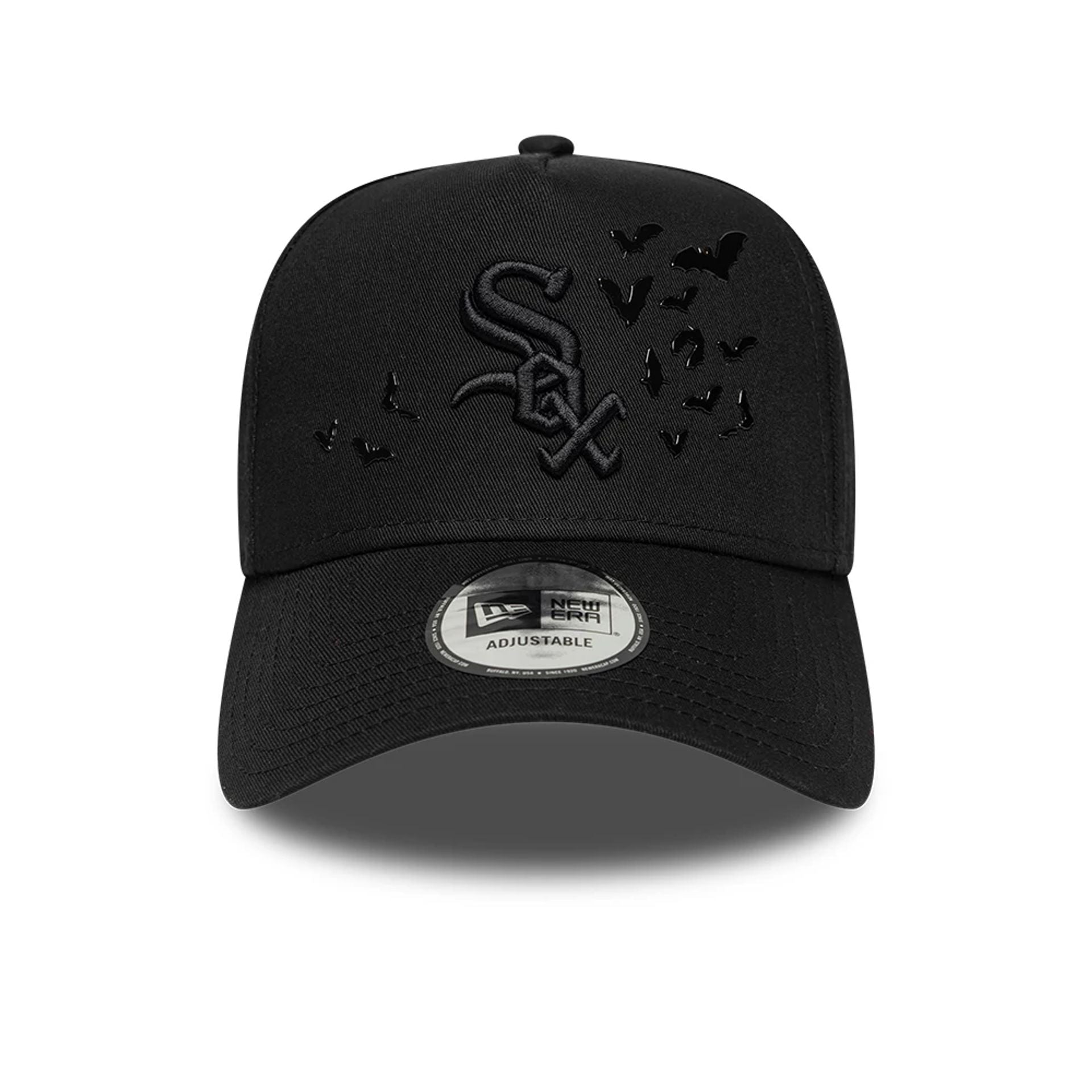 This is a Chicago White Sox MLB Bats Black 9FORTY E-Frame Adjustable Cap 2