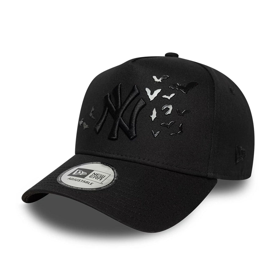 This is a New York Yankees MLB Bats Black 9FORTY E-Frame Adjustable Cap 1