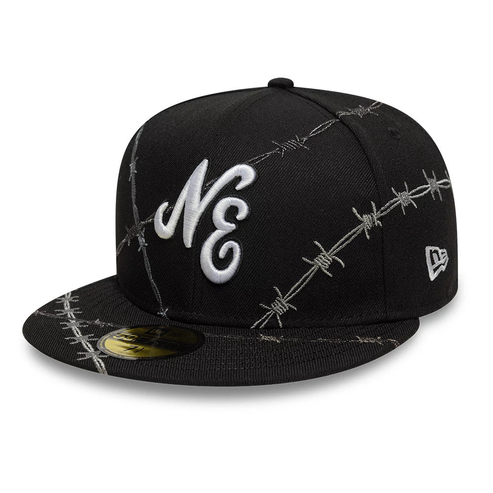 This is a  New Era Wire Black 59FIFTY Fitted Cap 1