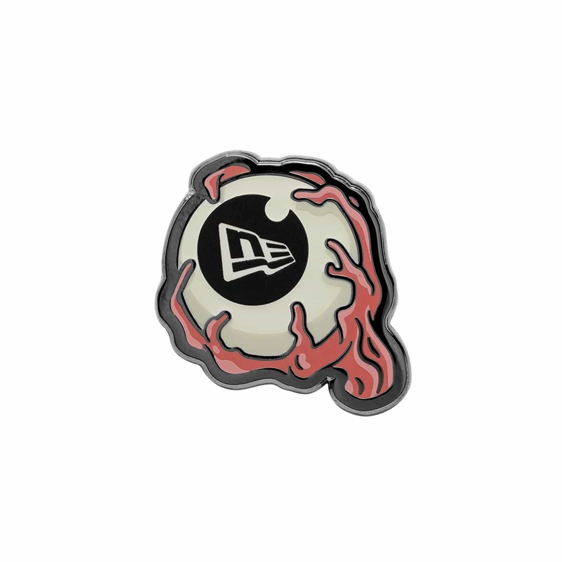 This is a  New Era Eye Ball Glow In The Dark Silver Pin Badge  1