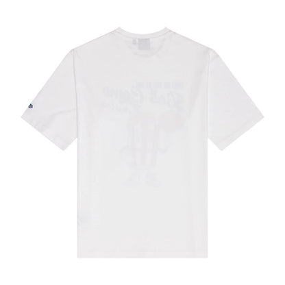 The Male model is wearing New Era Soda Graphic White Oversized T-Shirt 2