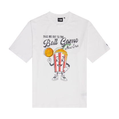 The Male model is wearing New Era Soda Graphic White Oversized T-Shirt 1
