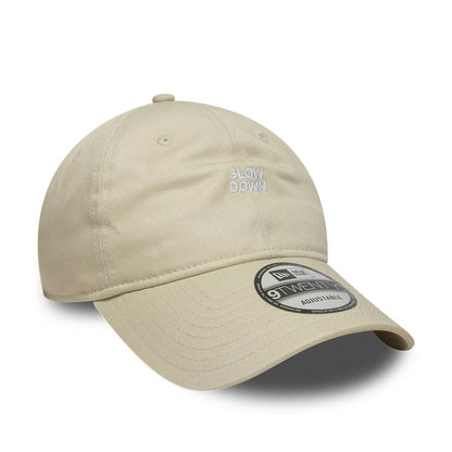 This is a  New Era Slogan Light Beige 9TWENTY Adjustable Cap 3