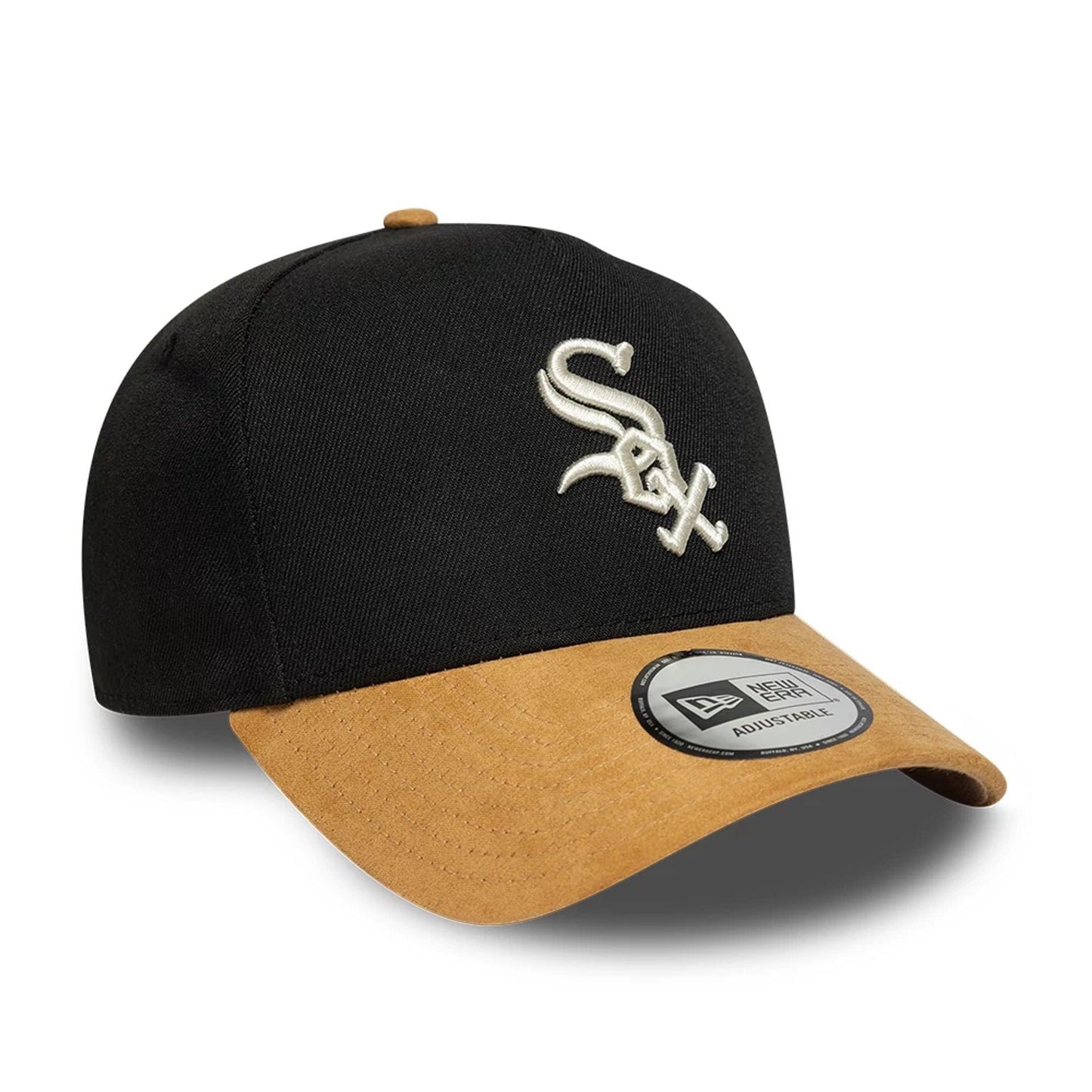 This is a Chicago White Sox MLB Suede Visor Black 9FORTY E-Frame Adjustable Cap 3