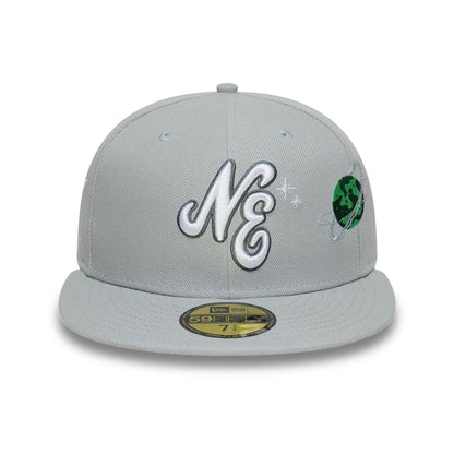 This is a  New Era Planet Icon Grey 59FIFTY Fitted Cap 3