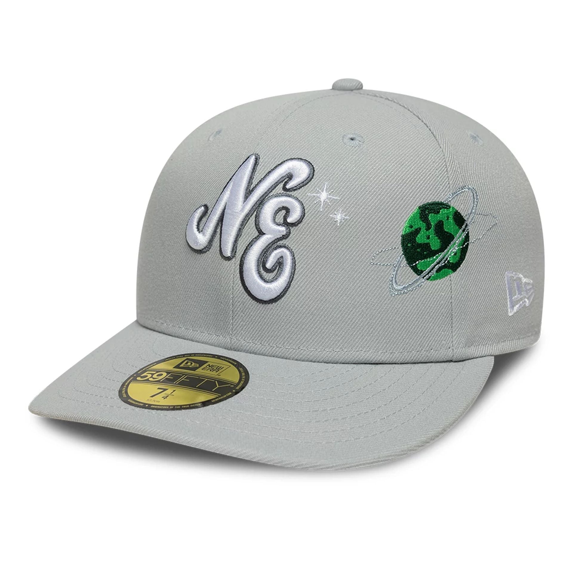This is a  New Era Planet Icon Grey 59FIFTY Fitted Cap 1