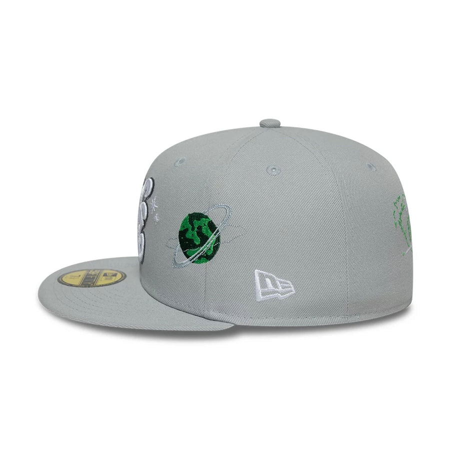This is a  New Era Planet Icon Grey 59FIFTY Fitted Cap 6