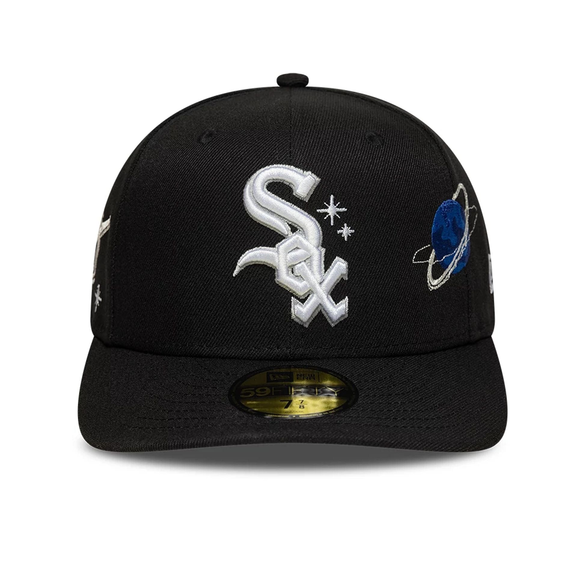 This is a Chicago White Sox MLB Planet Icon Black 59FIFTY Fitted Cap 3