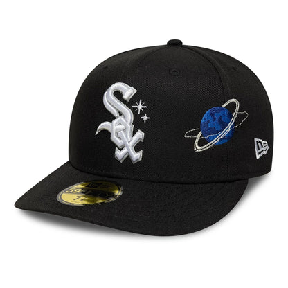 This is a Chicago White Sox MLB Planet Icon Black 59FIFTY Fitted Cap 1