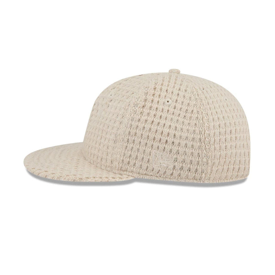 This is a  New Era Waffle Knit Light Beige Retro Crown 9FIFTY Adjustable Cap 6