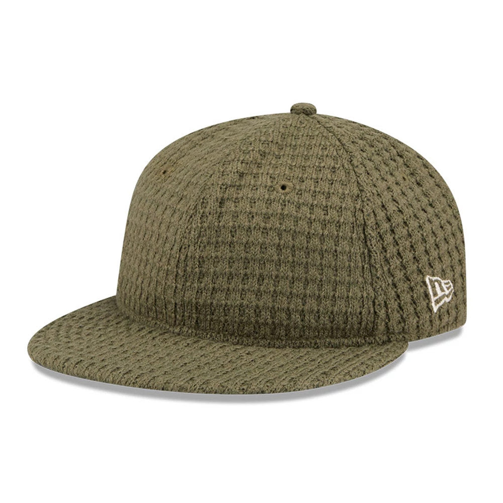 This is a  New Era Waffle Knit Green Retro Crown 9FIFTY Adjustable Cap 1