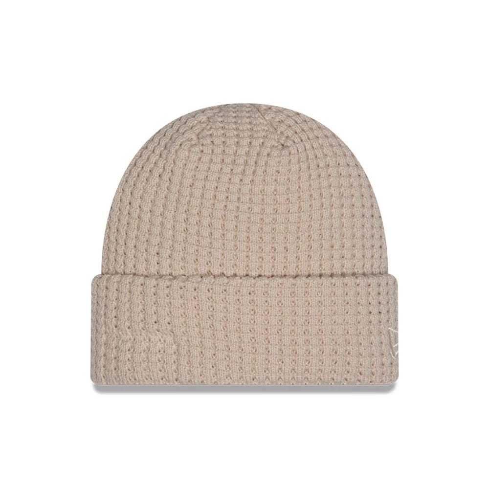 This is a  New Era Waffle Knit Light Beige Cuff knit Beanie Hat 1