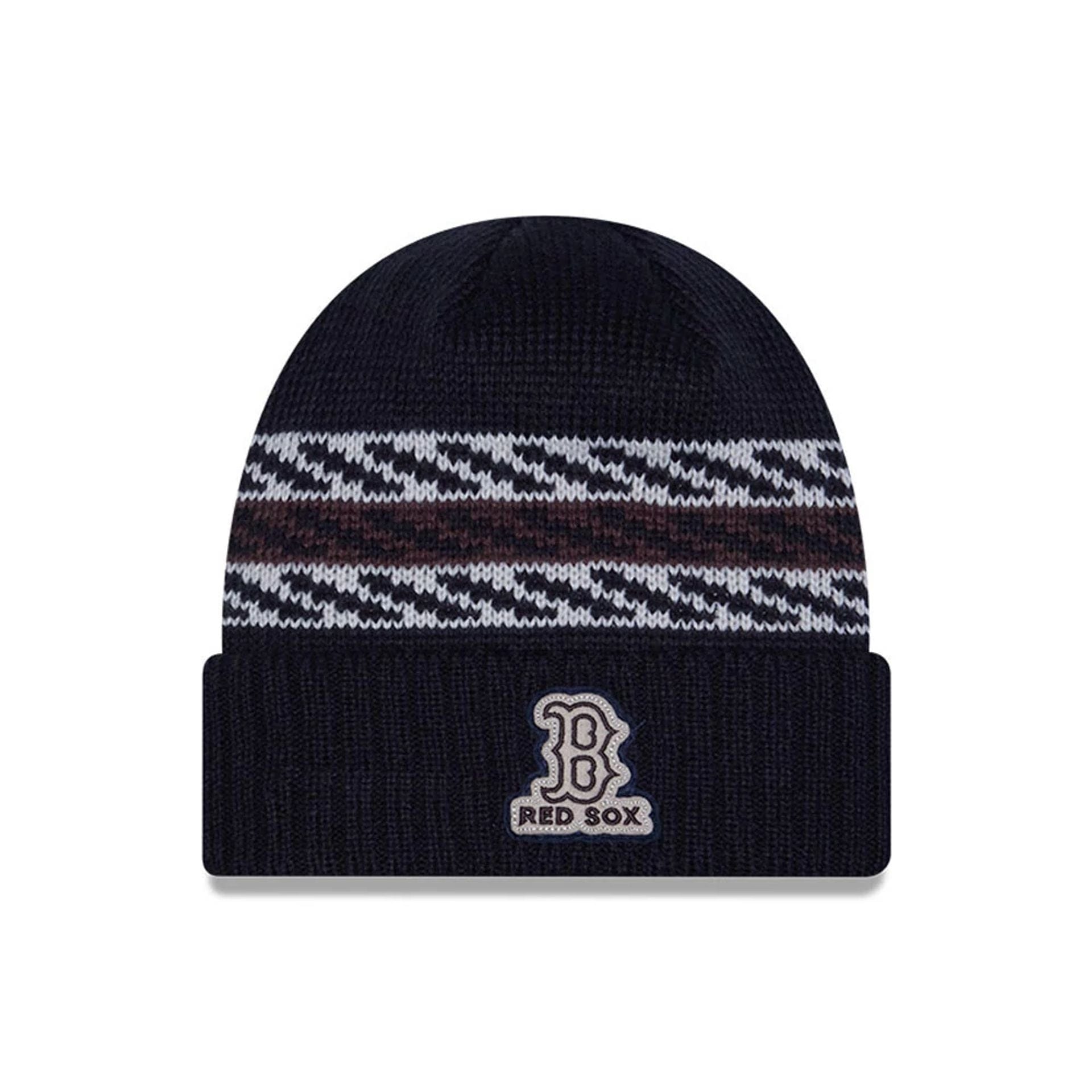 This is a Boston Red Sox MLB Quilted Navy Cuff knit Beanie Hat 1