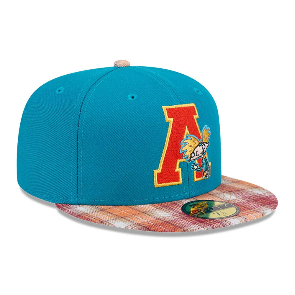 Pictured is this Letterman Hey Arnold 59FIFTY Fitted cap in turquoise. 5