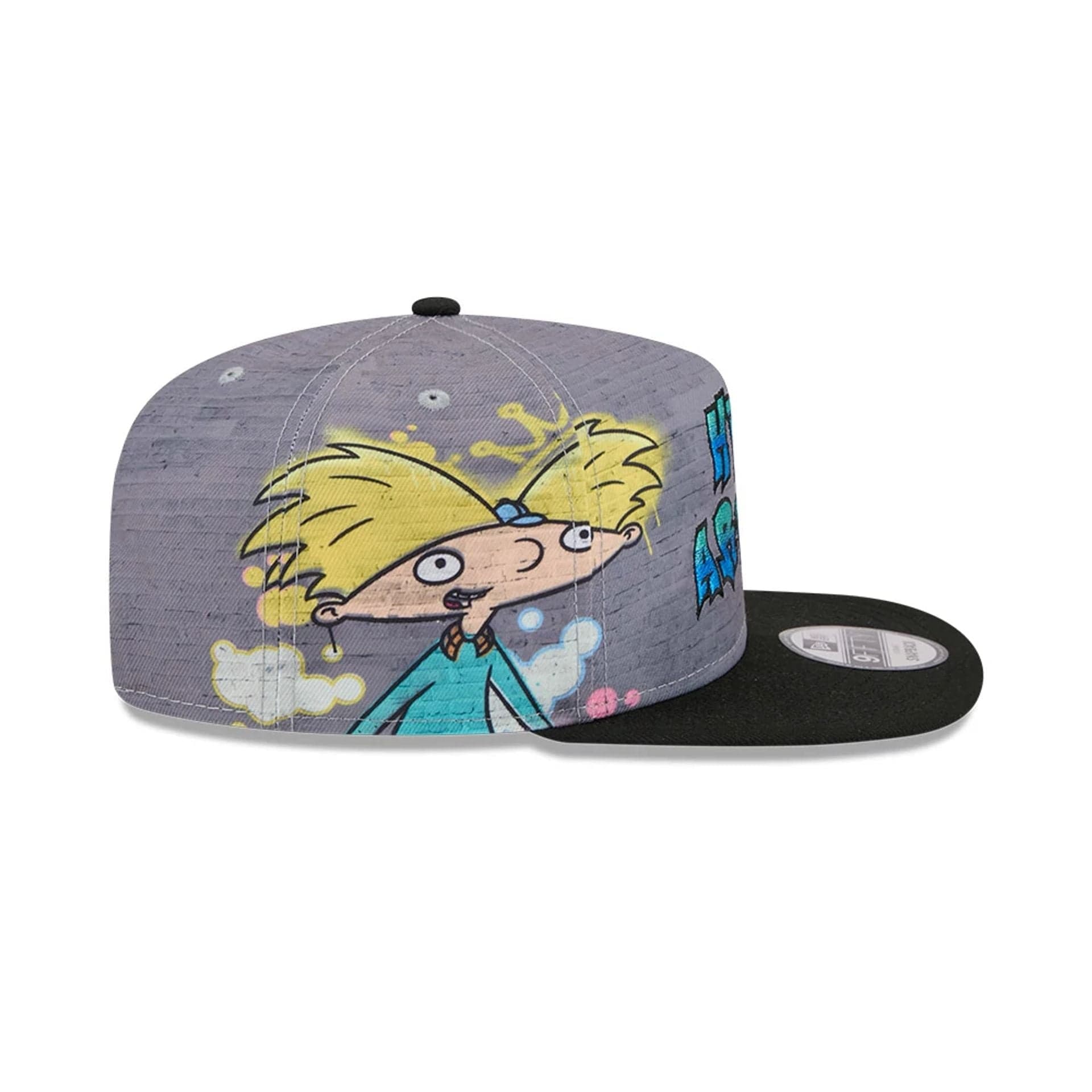 Pictured is this Graffiti Hey Arnold 9FIFTY A-Frame Snapback cap in grey. 5