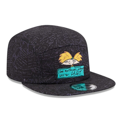 Pictured is this All Over Print Hey Arnold Camper cap in black. 4