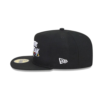 Pictured is this We Were On A Break Friends 59FIFTY A-Frame Fitted cap in black. 6