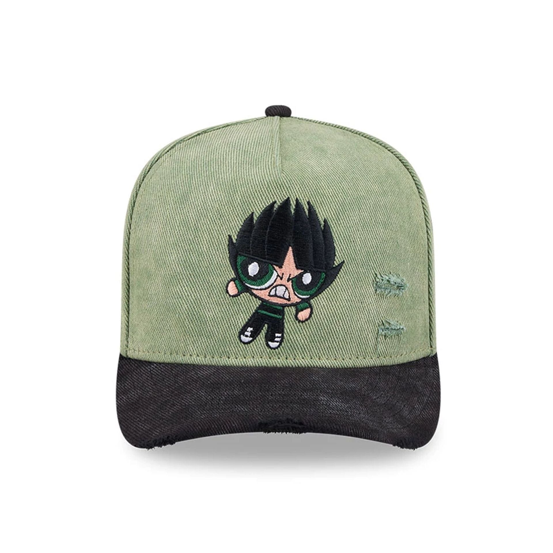 Pictured is this Rowdyruff Boys Butch Power Puff Girls 9FIFTY A-Frame Snapback cap in open green. 3