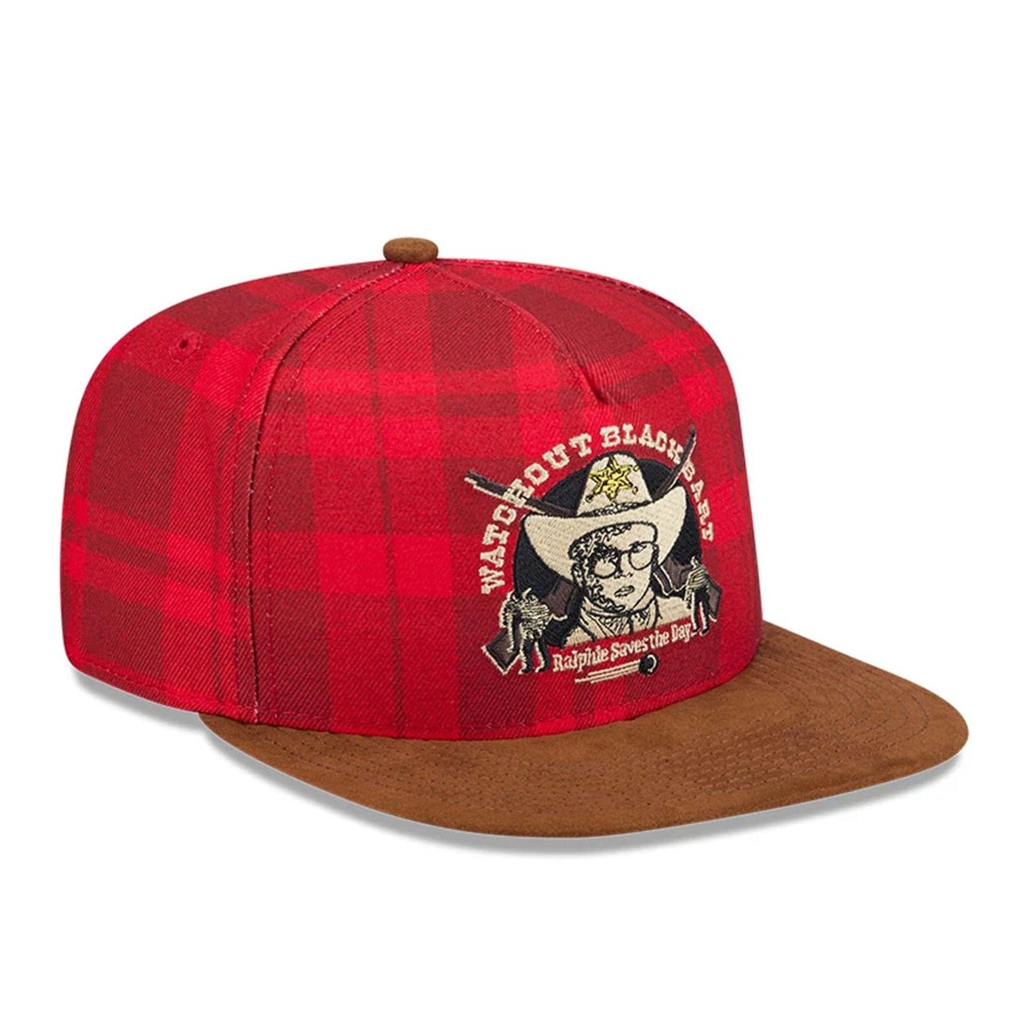 Pictured is this Ralphie A Christmas Story 9FIFTY A-Frame Snapback cap in red. 3