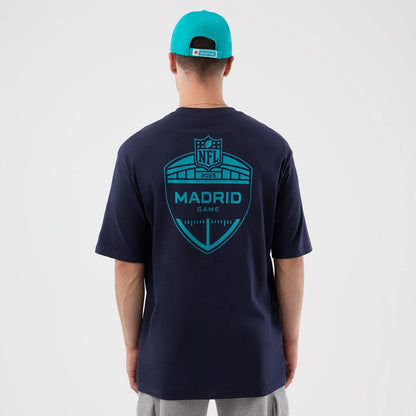 The Male model is wearing Miami Dolphins NFL International Series Games Navy Oversized T-Shirt  2