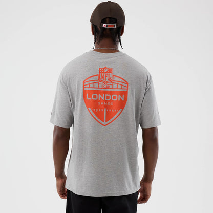 The Male model is wearing Cleveland Browns NFL International Series Games Grey Oversized T-Shirt 2
