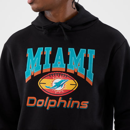 The Male model is wearing Miami Dolphins NFL International Series Games Patch Black Pullover Hoodie 3