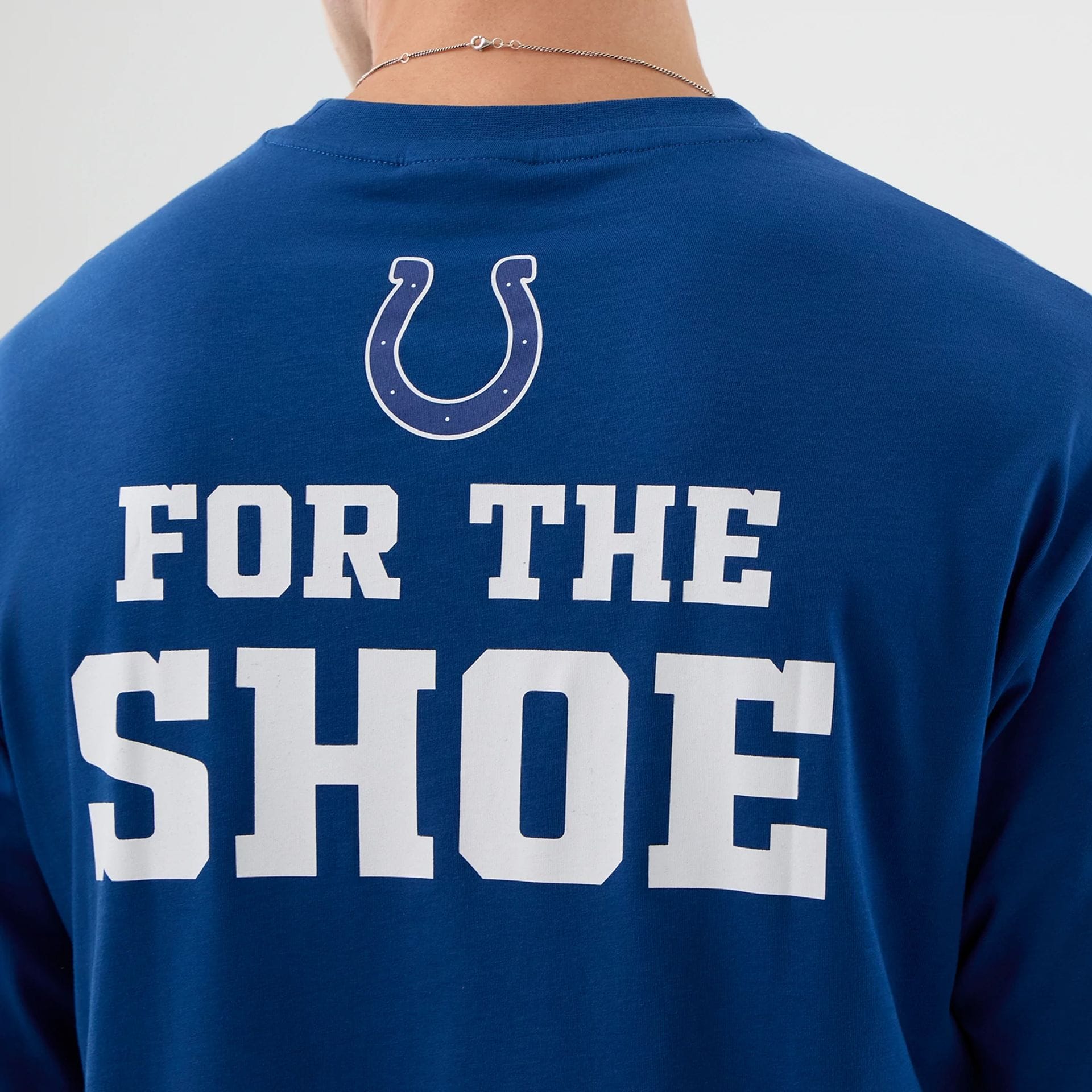 The Male model is wearing Indianapolis Colts NFL International Series Games Blue Oversized T-Shirt 6